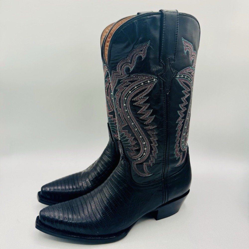 Ferrini Taylor Boots Women's Size 10 B Black Genuine Teju Lizard